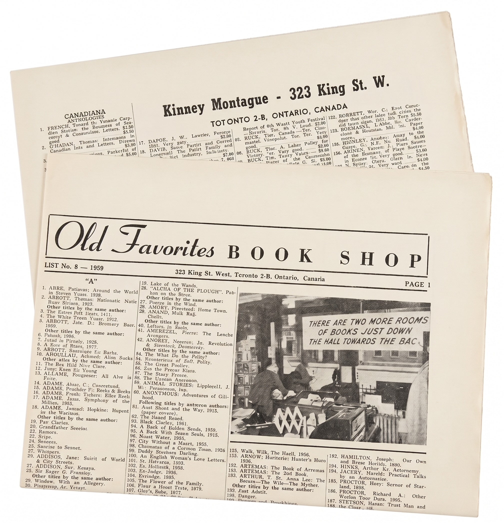 Kinney Montague Catalog — Old Favorites Book Shop, List No. 8, 1959